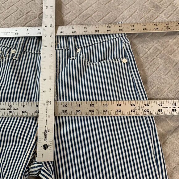 Banana Republic Women 26 Denim Jeans Blue White Striped Skinny High Rise Stretch - Picture 7 of 13